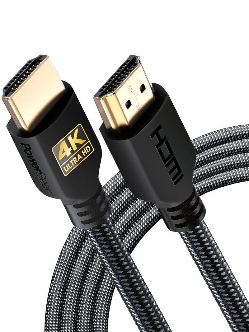 PowerBear 4K HDMI Cable 10 ft [2 Pack] High Speed, Braided Nylon & Gold Connectors, 4K @ 60Hz, Ultra HD, 2K, 1080P, ARC & CL3 Rated | for Laptop, Monitor, PS5, PS4, Xbox One, Fire TV, Apple TV & More - Image 1